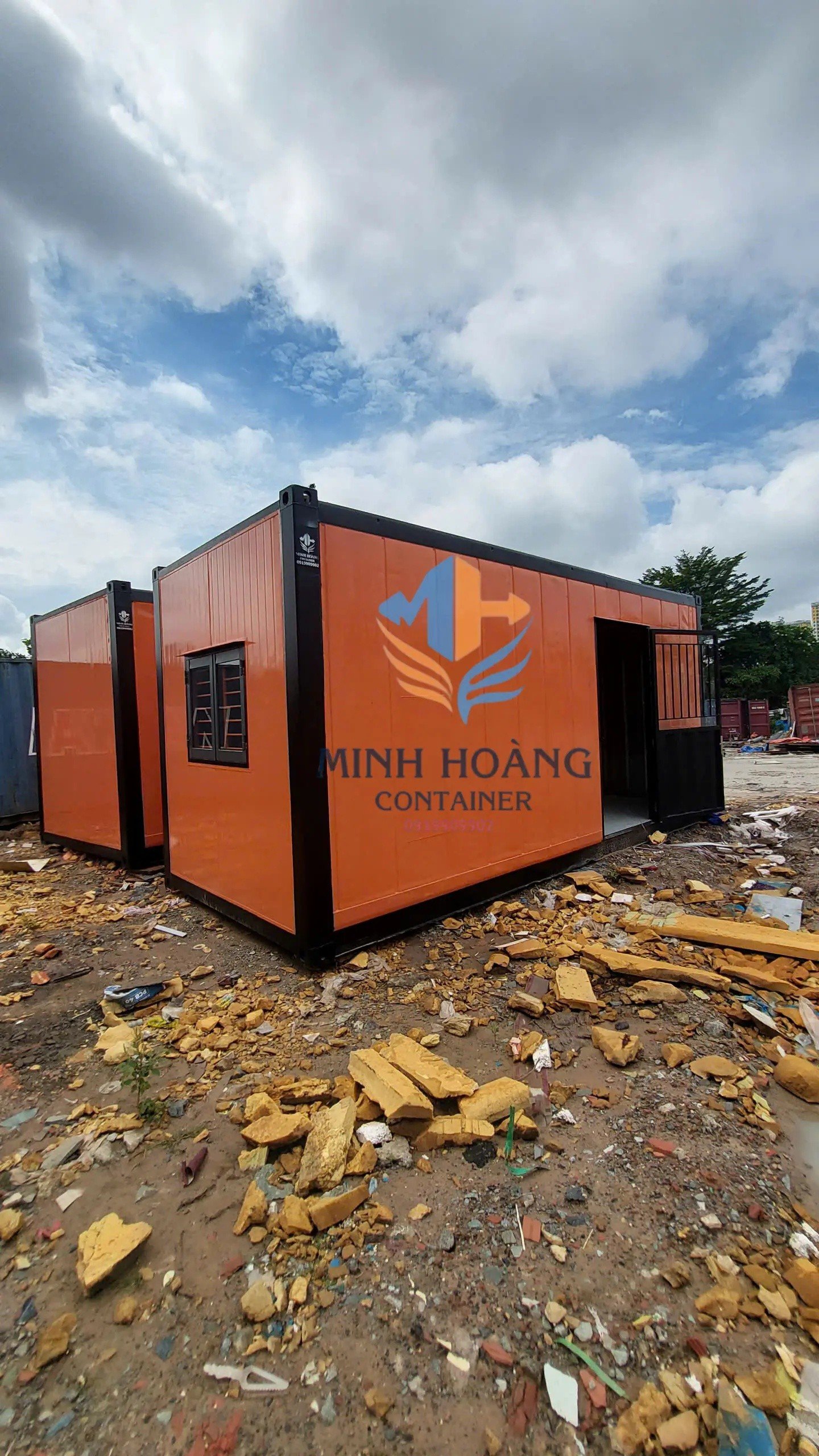 Container Văn Phòng 20 Feet Cam Viền Đen Vỏ Lạnh Mẫu 1